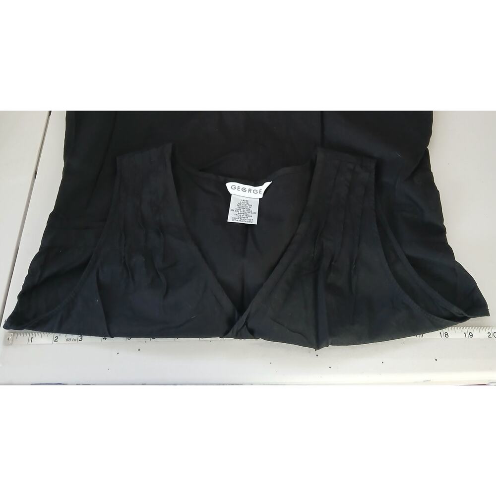 Vintage George Black Cotton Floral Embroidered Babydoll Top Womens LG Y2K Boho - Picture 6 of 8